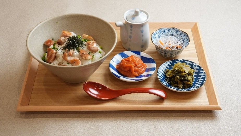 明太子とり茶漬け朝食